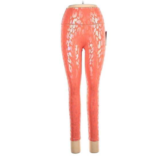 CARBON38 Metallic Orange Leopard High Rise 7/8 Leggings - M
